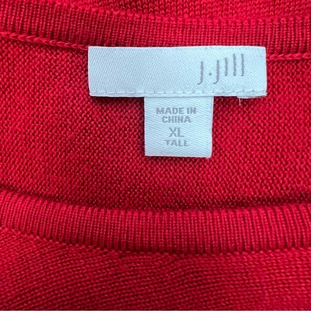 J. Jill Women’s Sweater Dress Sz XL Tall Color Red Stretch Long Sleeve Side Slit - Picture 7 of 13